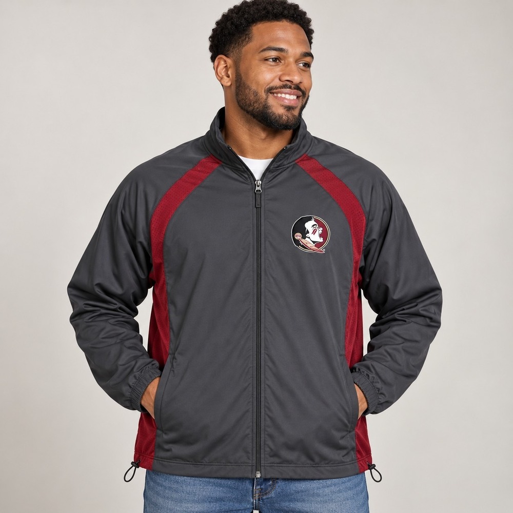 Florida State Seminoles Gray FSU Track Jacket Men's Medium Athleisure Gorpcore